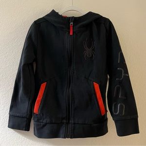 Spyder black zip up hoodie with red trim